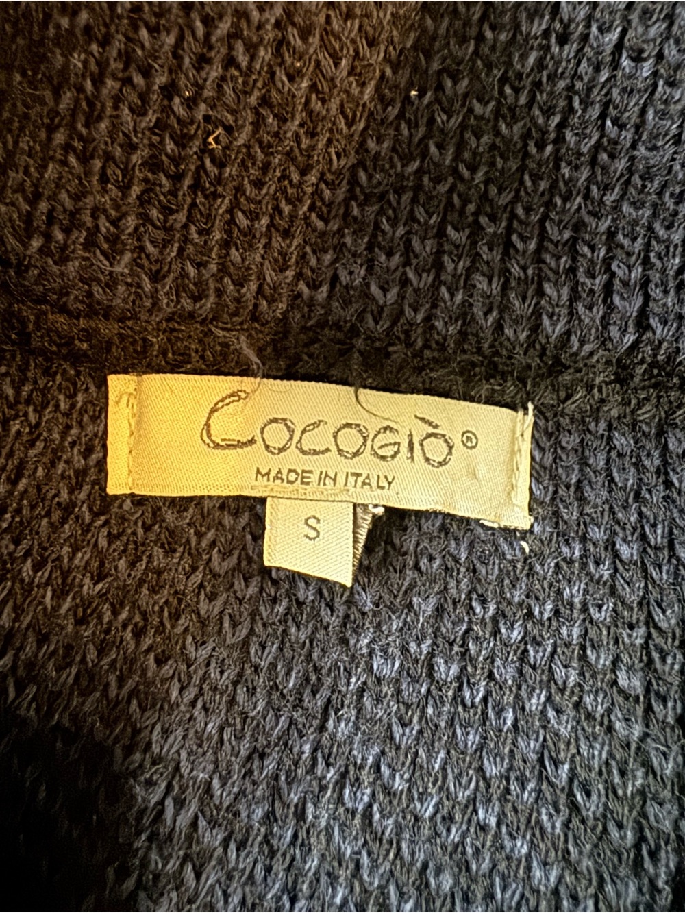 Cocogio Made in Italy Blue Black Wool Blend Knit Coat Cardigan Sweater Jacket S - Picture 6 of 9